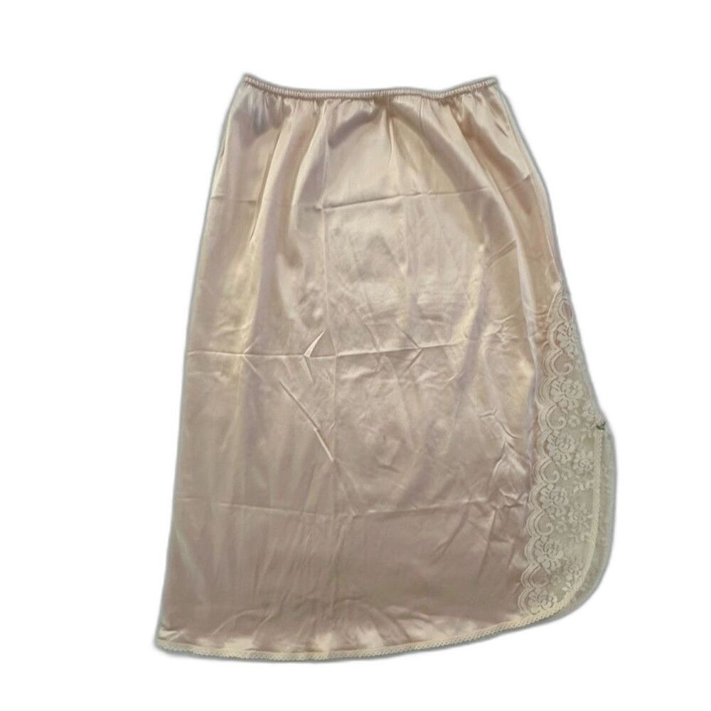 Vintage Maidenform Chantilly Pink Half-Slip or Skirt w/Lace & Rosette Medium
